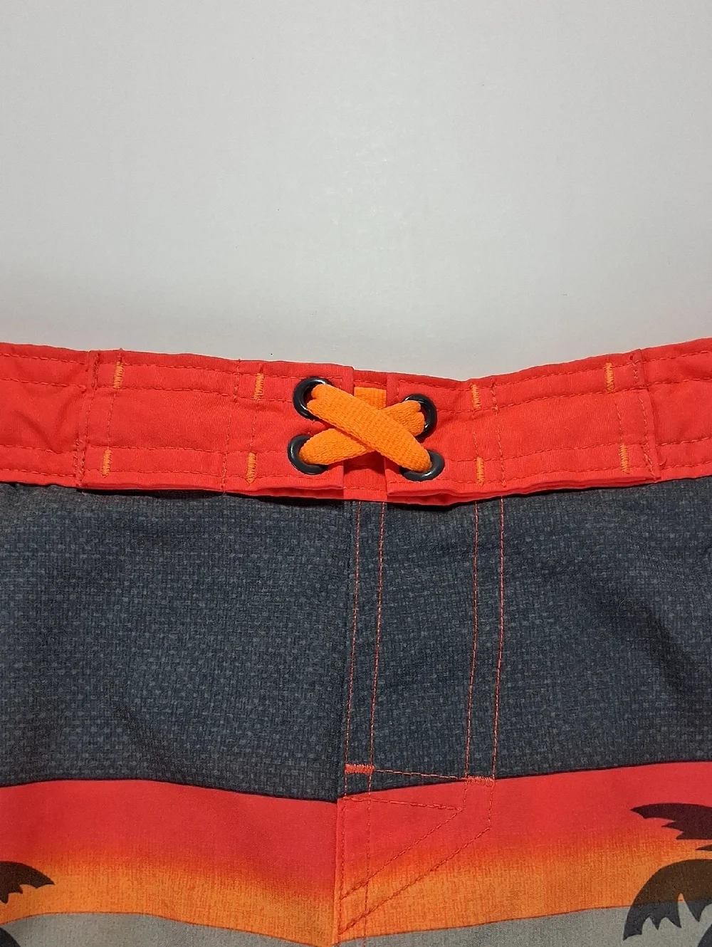 Boys Wonder Nation Swimming Trunks Size Medium (8) Sunset Palm - Red/Orange